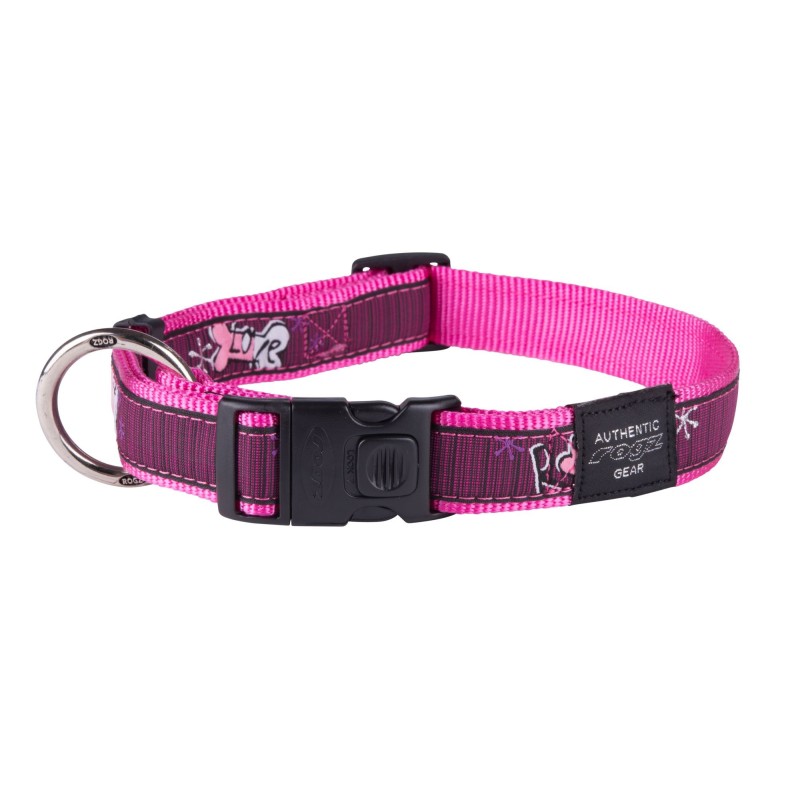 Fancy dress extra large 25mm armed response dog collar, pink love design, Rogz Fancy dress extra large 25mm armed response dog collar, pink love design, Rogz
