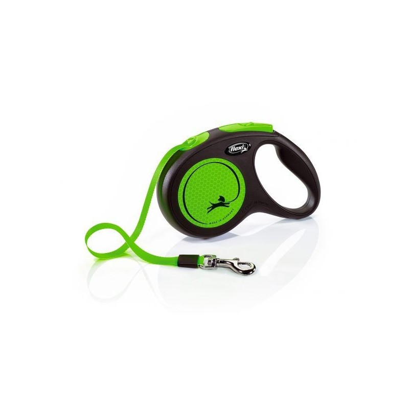 Walking leash New Neon M tape 5m green, Flexi