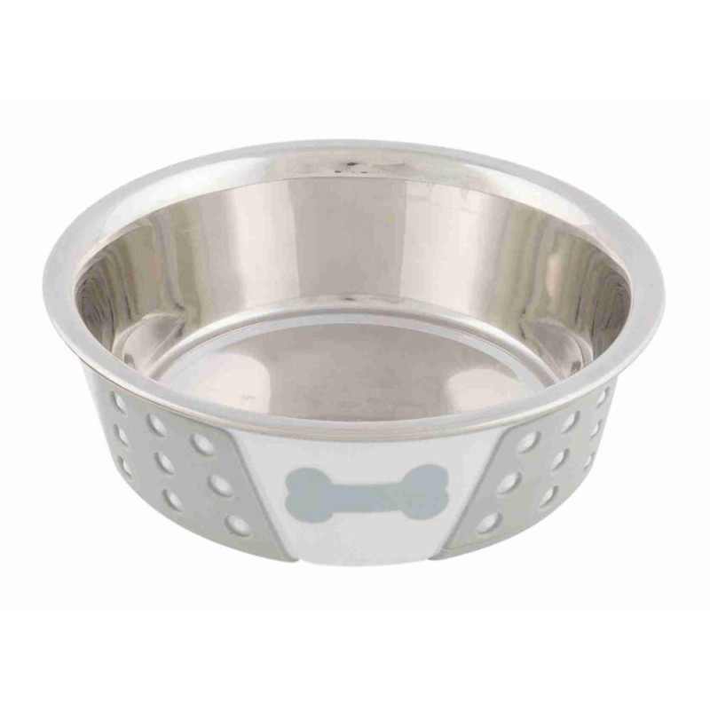 Stainless steel bowl with silicone, 0.4 l/ø 14 cm, white/grey Stainless steel bowl with silicone, 0.4 l/ø 14 cm, white/grey