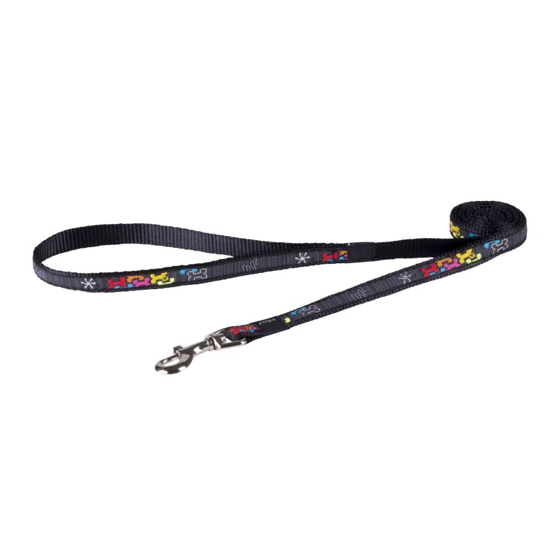 Fancy dress medium 16mm scooter fixed dog lead, multi bone design, Rogz Fancy dress medium 16mm scooter fixed dog lead, multi bone design, Rogz