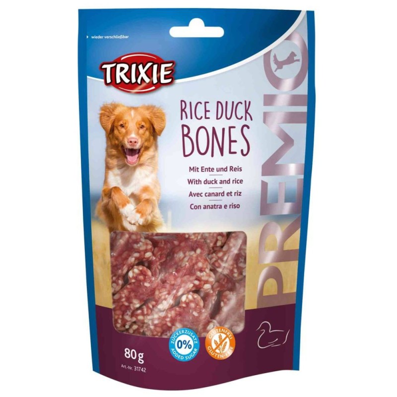 Treat for dogs Premio rice duck bones, 80 g Treat for dogs Premio rice duck bones, 80 g