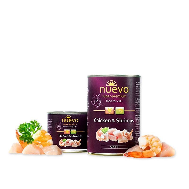 Complete (wet) feed cat adult chicken and shripms 400g, Nuevo Complete (wet) feed cat adult chicken and shripms 400g, Nuevo