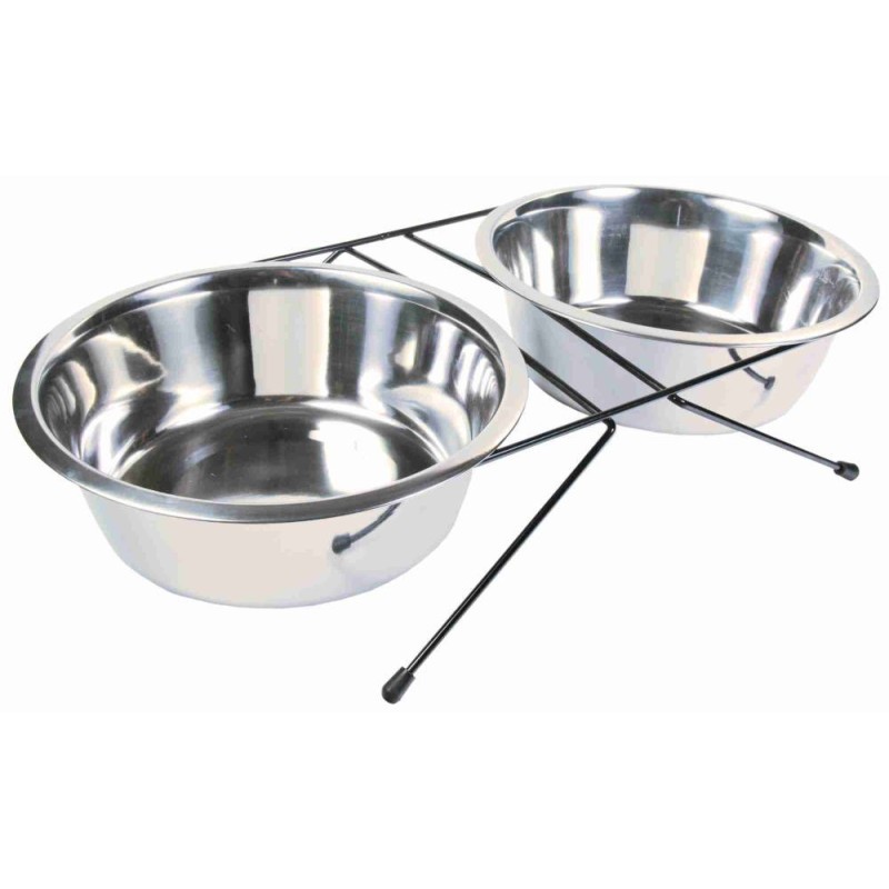 Set of steel bowls with raised base Eat on Feet, 2 × 2.8 l/ø 24 cm Set of steel bowls with raised base Eat on Feet, 2 × 2.8 l/ø 24 cm