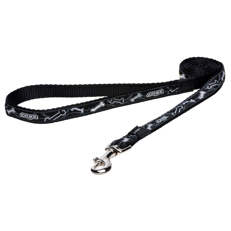 Fancy dress medium 16mm Scooter Fixed Dog Lead, Black Bone Design, Rogz Fancy dress medium 16mm Scooter Fixed Dog Lead, Black Bone Design, Rogz