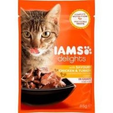 Complete (wet) feed delights adult, with savoury chicken and turkey in gravy 85 g, Iams