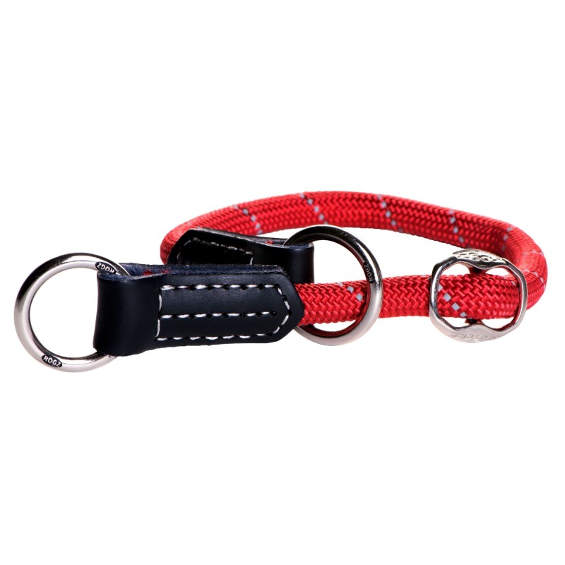 Rope large 12mm adjustable neck size 40-45cm dog collar, red reflective, Rogz Rope large 12mm adjustable neck size 40-45cm dog collar, red reflective, Rogz