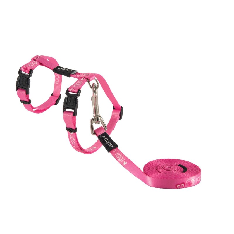 Cat harness with leash kiddycat pink hearts 24-40cm/1.8m, Rogz Cat harness with leash kiddycat pink hearts 24-40cm/1.8m, Rogz