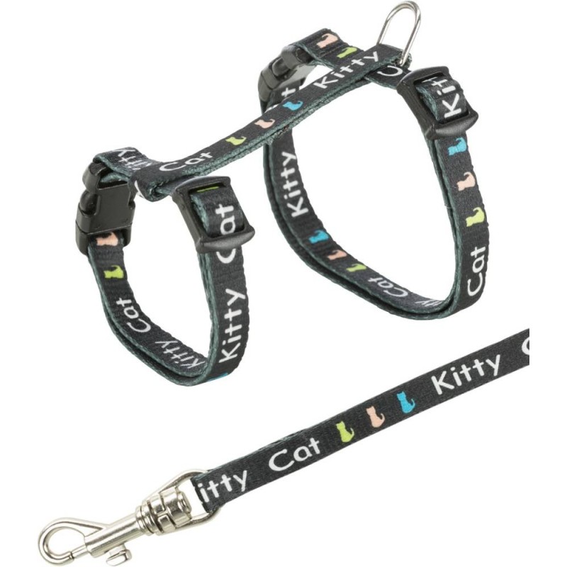Junior kitten harness with leash, Kitty Cat motif, 21–33 cm/8 mm, 1.20 m