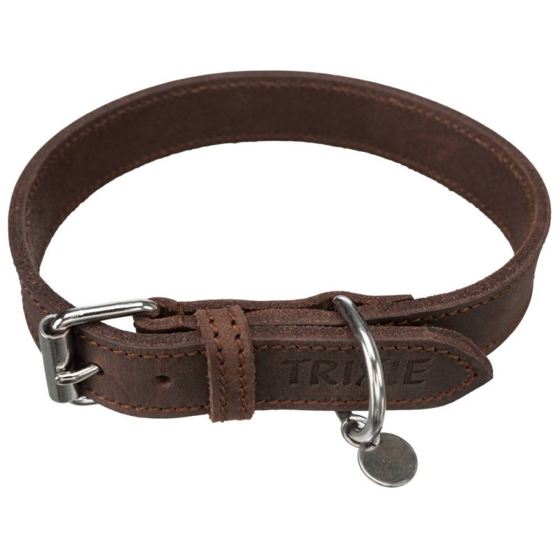 Rustic fatleather collar, M: 37–44 cm/25 mm, dark brown Rustic fatleather collar, M: 37–44 cm/25 mm, dark brown