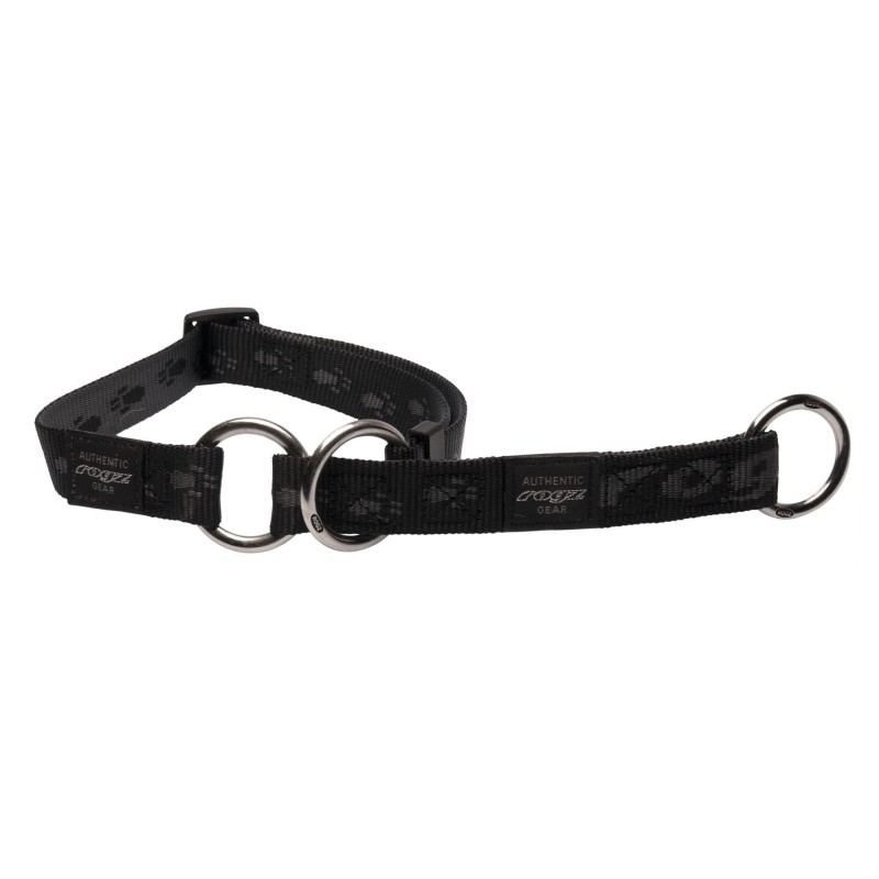 Alpinist XL 25mm Everest web half-check dog collar, black design, Rogz Alpinist XL 25mm Everest web half-check dog collar, black design, Rogz