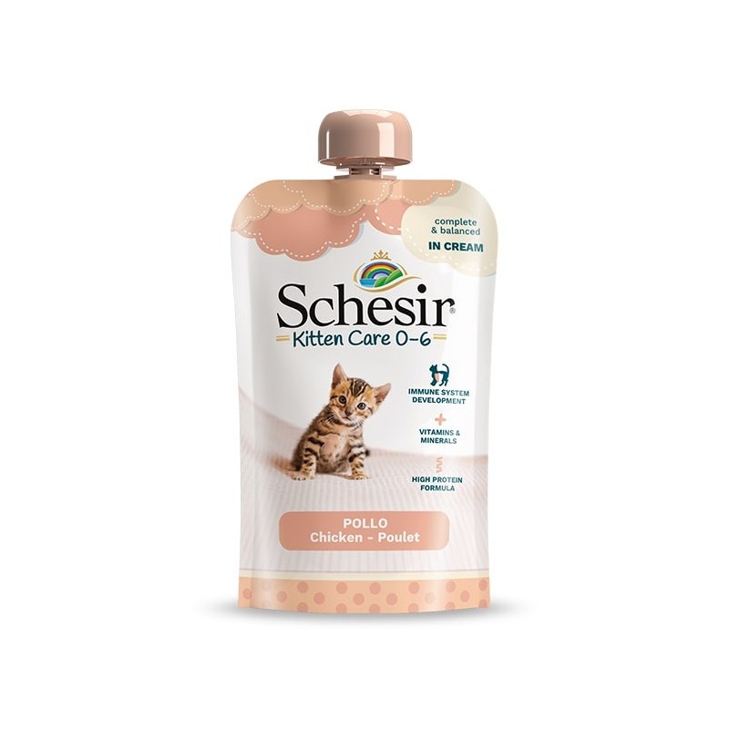 Kitten Care 0-6 chicken in cream 150g wet food for kittens, Schesir Kitten Care 0-6 chicken in cream 150g wet food for kittens, Schesir