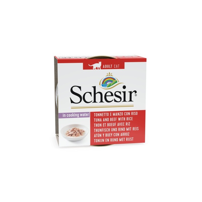 Tuna + beef fillet + rice in cooking water 85g wet food for cats, Schesir Tuna + beef fillet + rice in cooking water 85g wet food for cats, Schesir