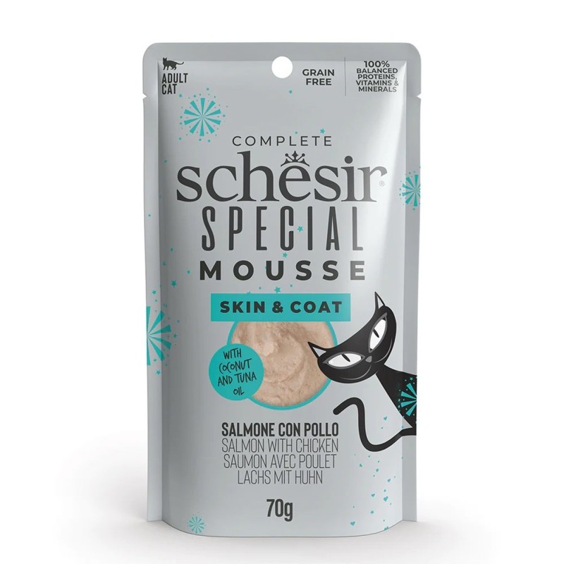 Special Skin&Coat salmon mousse wet food for cats 70g, Schesir Special Skin&Coat salmon mousse wet food for cats 70g, Schesir