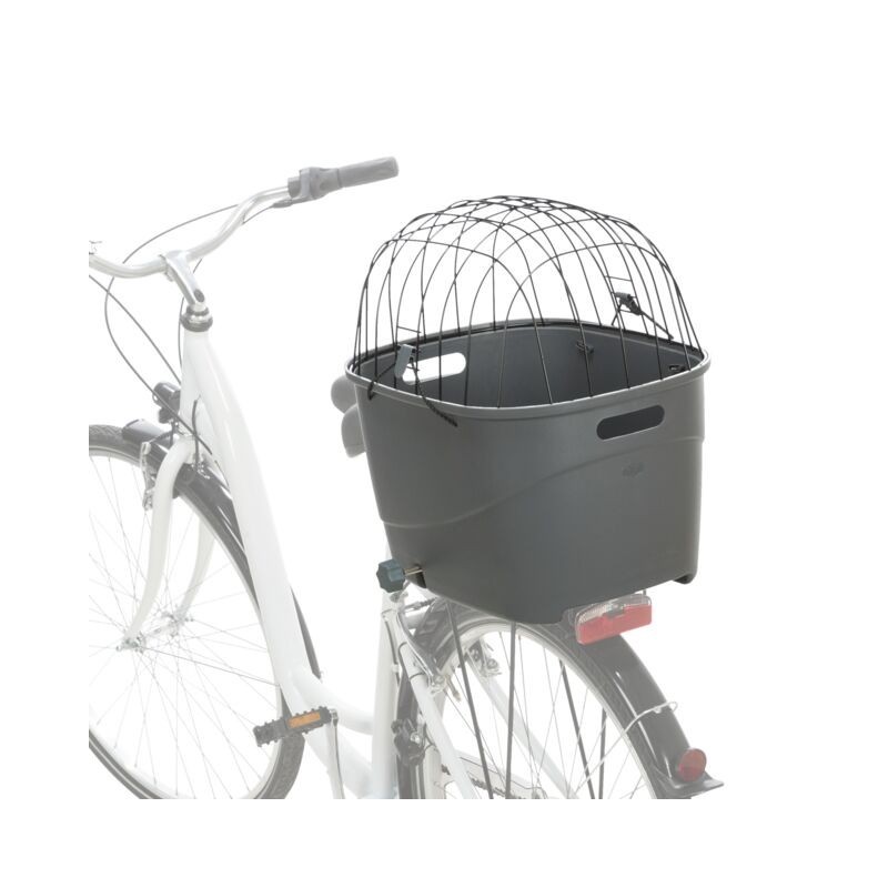 Bicycle basket for bike racks, plastic/metal, 36 × 47 × 46 cm, grey