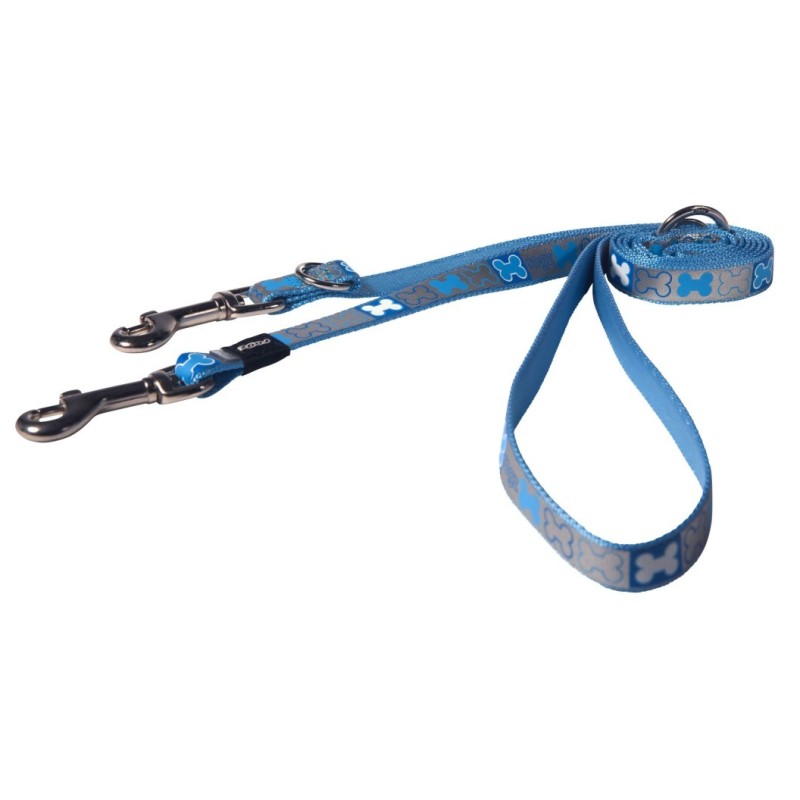 Medium 16mm multi-purpose puppy lead, blue bones design, Rogz Medium 16mm multi-purpose puppy lead, blue bones design, Rogz