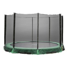 In-ground trampoline with enclosure and green pad D426cm