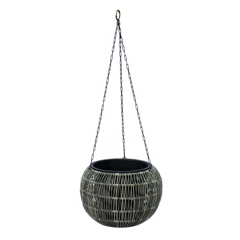 Hanging planter WICKER D32xH22cm, grey