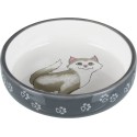 Cat bowl for short-nosed breeds, ceramic, 0.3 l/ø 15 cm, grey/white, Trixie