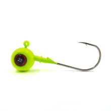 Jig head, 3D eyes, 14 g, yellow, hooked by Gamakatsu 6/0, 2 pcs, Merganser