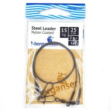 Steel leader, 7x7 nailon covered, 15 kg, 25 cmv 2 pcs, Merganser